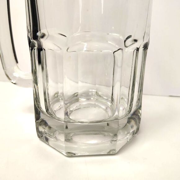 32 oz Heavy Glass Beer Mug 8 In Tall 4 In Diameter Tankard 8 Panel Deisgn - Picture 3 of 3